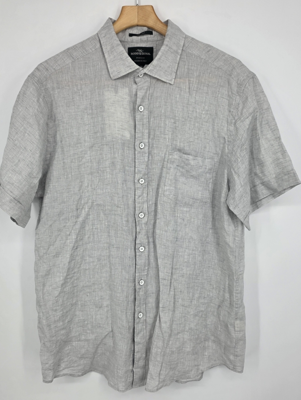 Rodd & Gunn Men's Linen Short Sleeve Shirt XXL Light Gray.